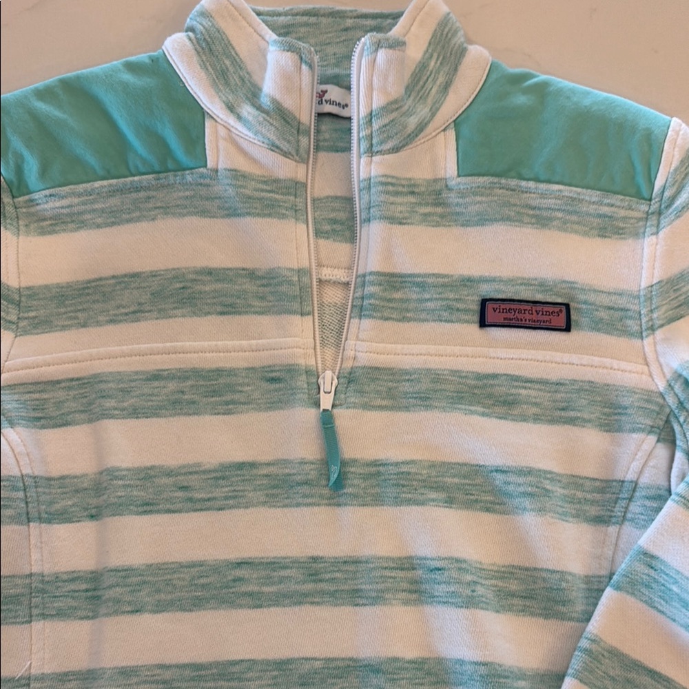 Vineyard Vines Blue and White Zip Up Sweater